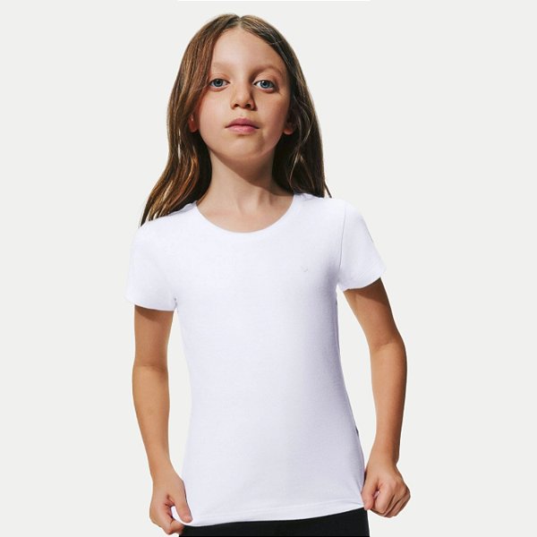 BLUSA HERINGKIDS MANGA CURTA TSHIRT BRANCO ALGODÃO LISA FEMININA INFANTIL