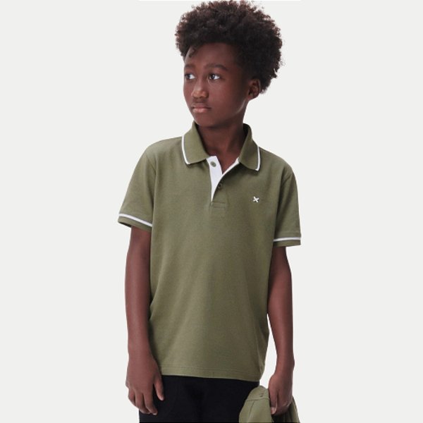 POLO HERINGKIDS MANGA CURTA VERDE COMFORT MALHA MASCULINO INFANTIL
