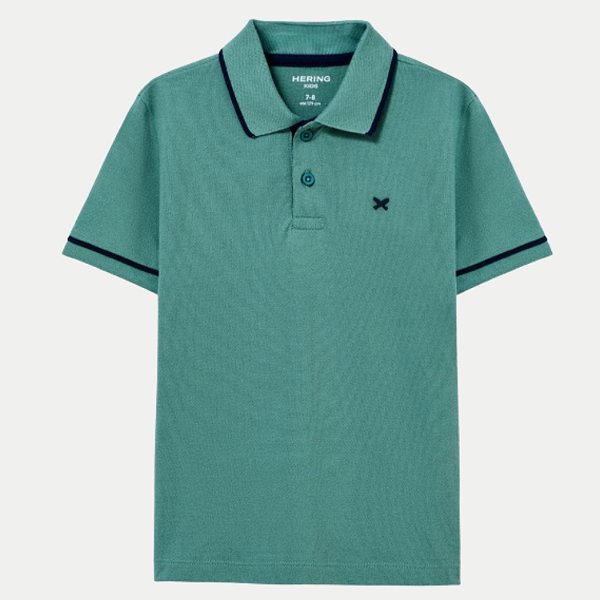 POLO HERINGKIDS MANGA CURTA VERDE COMFORT MALHA MASCULINO INFANTIL