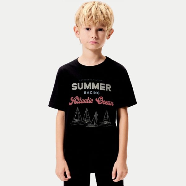 CAMISETA HERINGKIDS MANGA CURTA PRETO COMFORT ALGODÃO  MASCULINA