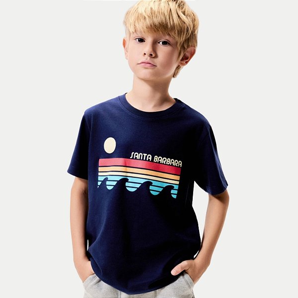 CAMISETA HERINGKIDS MANGA CURTA AZUL COMFORT ALGODÃO MASCULINA INFANTIL