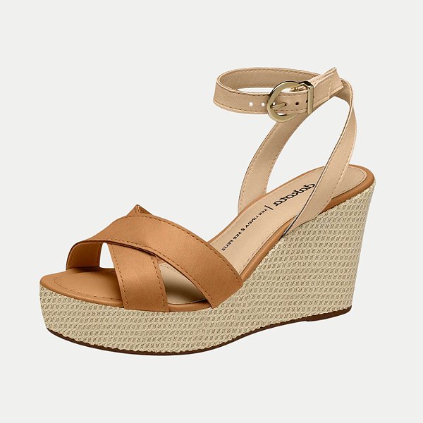 SANDALIA DAKOTA ANABELA ALTA CARAMELO FEMININA ADULTO