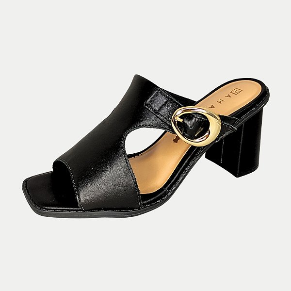 TAMANCO RAMARIM SALTO ALTO ACTIVE PRETO COURO FEMININO ADULTO