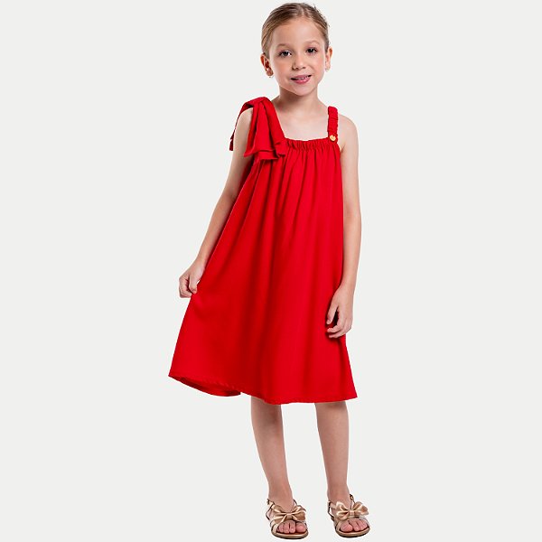 VESTIDO VIGAT REGATA VERMELHO DE VISCOSE FEMININO INFANTIL