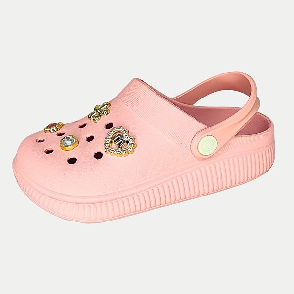 SANDALIA MOLEKINHA CLOG  EVA COM APLIQUES ROSA FEMININA INFANTIL