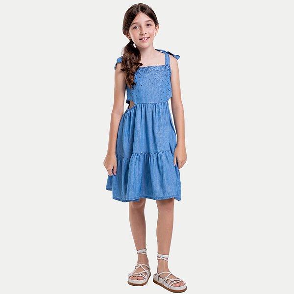 VESTIDO VIGAT REGATA JEANS TENCEL FEMININO INFANTIL