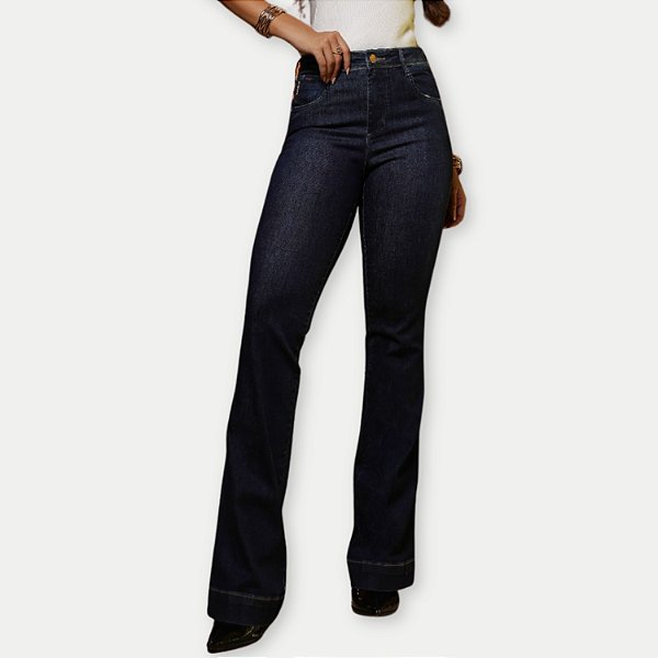 CALÇA MAC JEANS JEANS ESCURO COM ELASTANO BOOTCUT FEMININA ADULTO