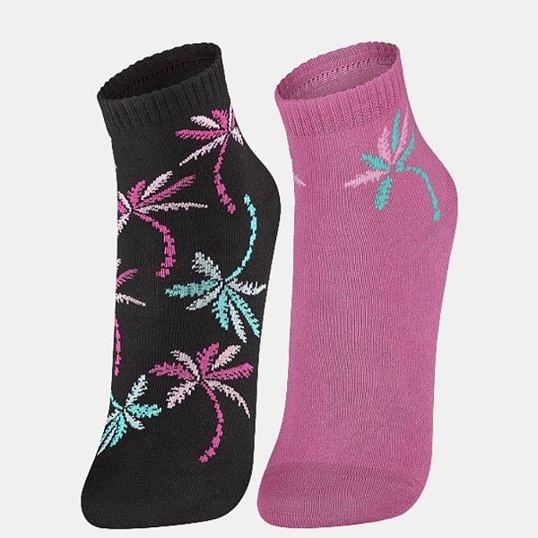 MEIA LUPO PACOTE COM 2 PAR SOQUETE PRETO COM ROSA FEMININA ADULTO