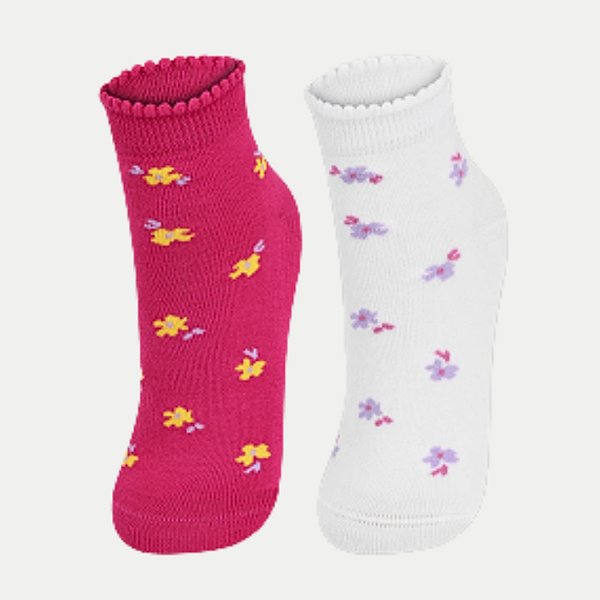 MEIA LUPO KIDS PACOTE COM 2 PARES SOQUETE BRANCO E PINK FEMININO INFANTIL