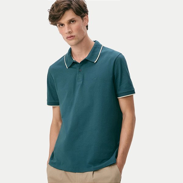 POLO HERING MANGA CURTA COMFORT MALHA LISA VERDE MASCULINA ADULTO