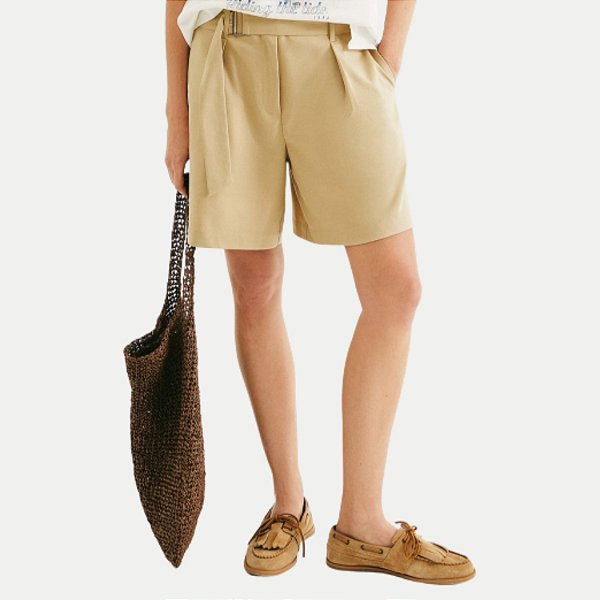 BERMUDA HERING MISTA ALFAIATARIA BEGE FEMININO ADULTO