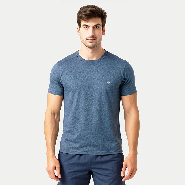 CAMISETA VOLEIO MANGA CURTA FITNESS POLIAMIDA AZUL MARINHO MASCULINO ADULTO