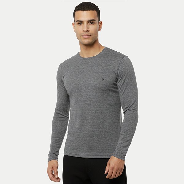 CAMISETA VOLEIO MANGA LONGA  FITNESS POLIAMIDA CINZA MASCULINO ADULTO