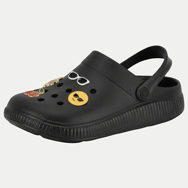 SANDALIA MOLECA CLOG COM APLIQUES PRETO FEMININA ADULTO