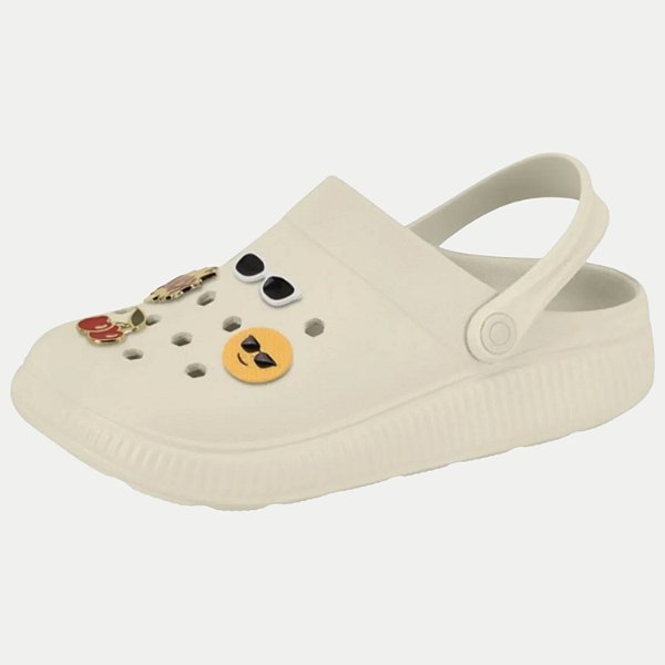 SANDALIA MOLECA CLOG COM APLIQUES OFFWHITE FEMININA ADULTO