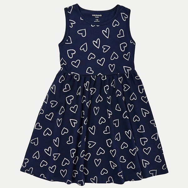 VESTIDO HERINGKIDS REGATA MALHA ESTAMPADO AZUL MARINHO FEMININA INFANTIL
