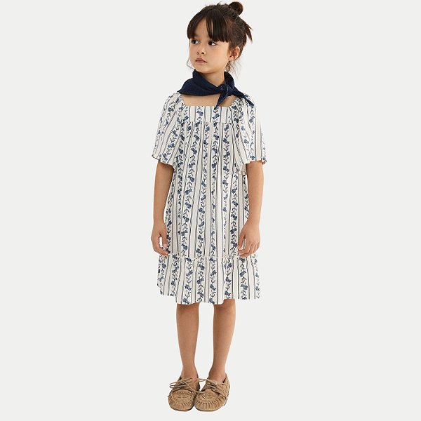 VESTIDO HERINGKIDS MANGA CURTA VISCOSE ESTAMPADO AZUL MARINHO FEMININA INFANTIL