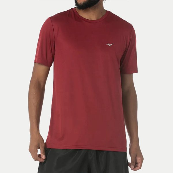 CAMISETA MIZUNO MANGA CURTA FITNESS POLIESTER VINHO MASCULINO ADULTO