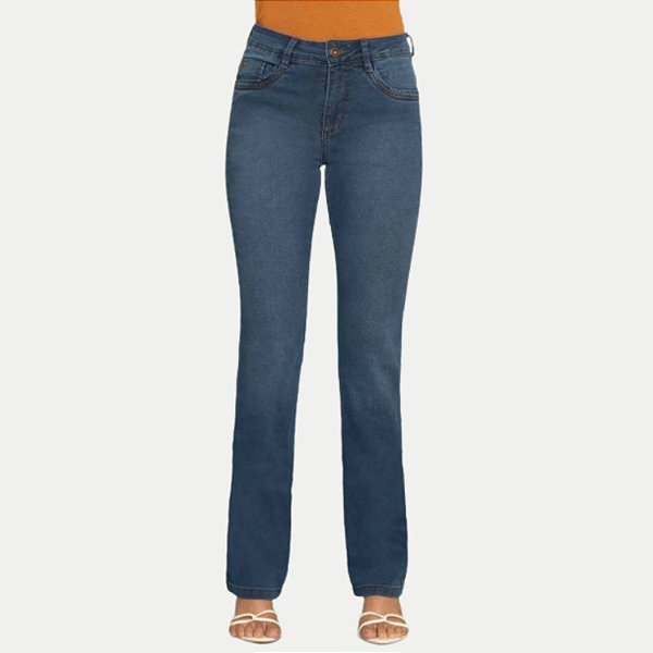 CALÇA PITT JEANS MÉDIO COM ELASTANO BOOTCUT FEMININA ADULTO