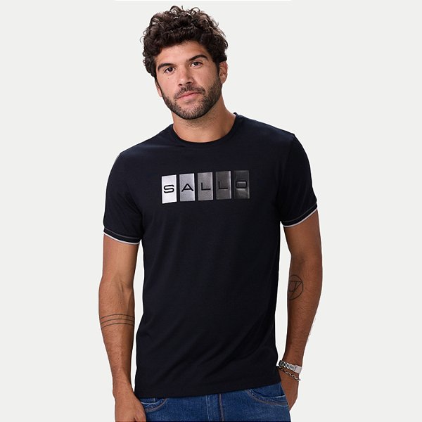 CAMISETA SALLO MANGA CURTA SLIM MISTA SILKADA PRETO MASCULINO ADULTO