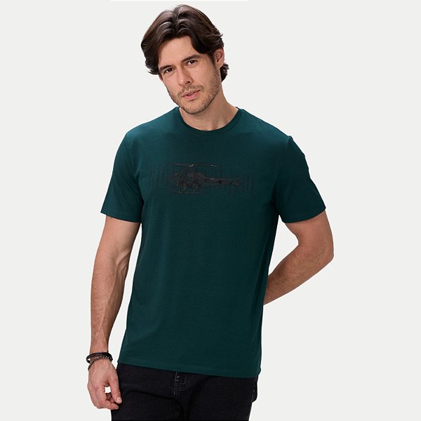 CAMISETA SALLO MANGA CURTA SLIM MISTA SILKADA VERDE MASCULINO ADULTO