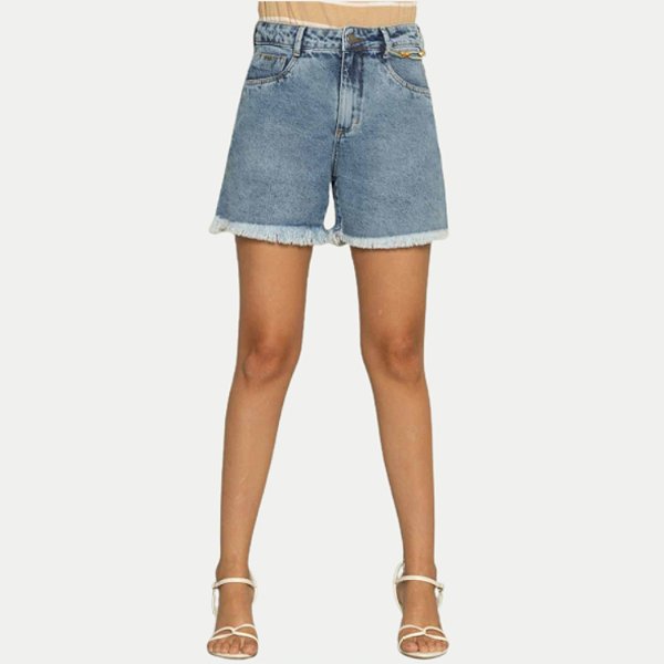 SHORT PITT JEANS CLARO BRUTO BÁSIC FEMININA ADULTO