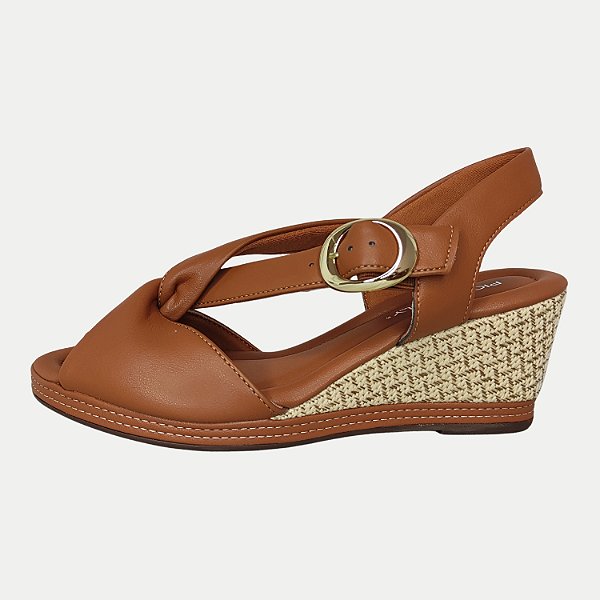 SANDALIA PICCADILLY ANABELA COMFORT MARROM FEMININA ADULTO