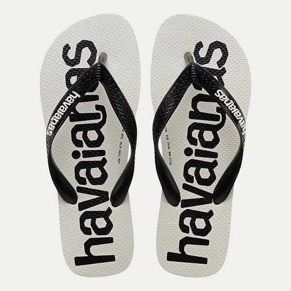 CHINELO HAVAIANAS TOP LOGOMANIA 2 DE DEDO BRANCO COM PRETO MASCULINO ADULTO