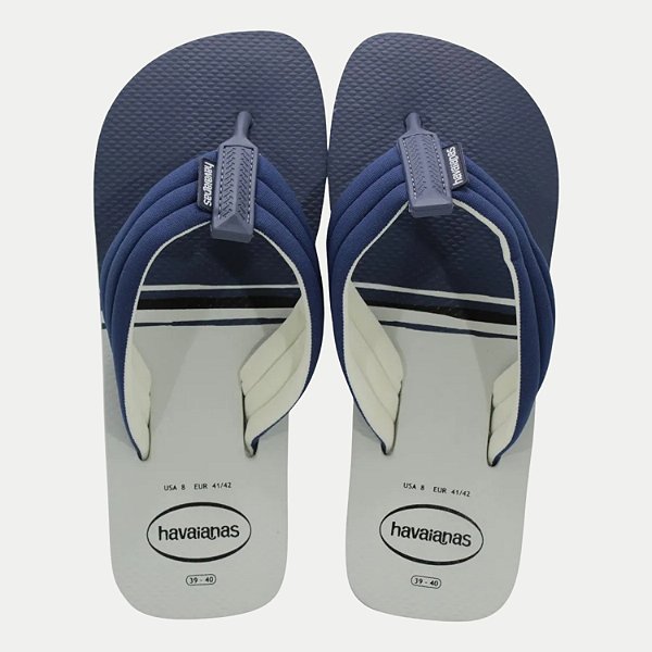 CHINELO HAVAIANAS URBAN PRINT DE DEDO BRANCO COM AZUL MASCULINO ADULTO