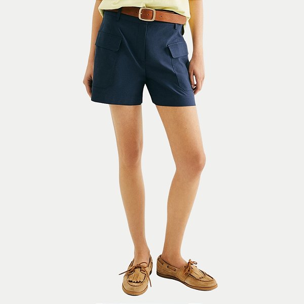 SHORT HERING VISCOSE COM POLIESTER AZUL MARINHO ALFAIATARIA FEMININO ADULTO