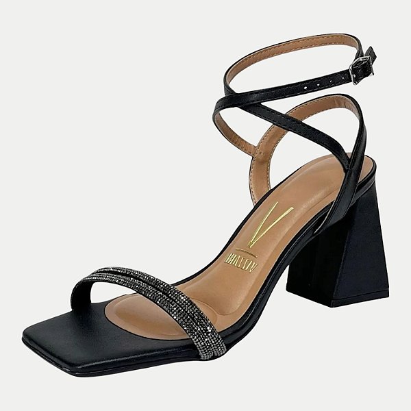 SANDALIA VIZZANO SALTO ALTO FESTA PRETA FEMININA ADULTO