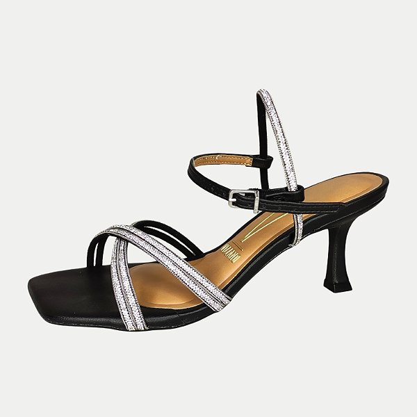 SANDALIA VIZZANO SALTO ALTO DE FESTA PRETA FEMININA ADULTO