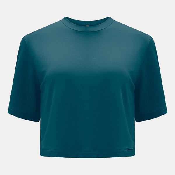 BLUSA LUNENDER MANGA CURTA MALHA PETROLEO FEMININO ADULTO