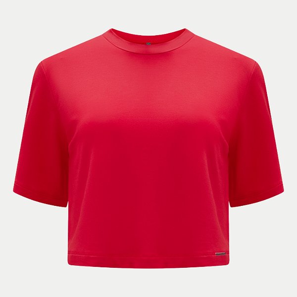 BLUSA LUNENDER MANGA CURTA MALHA VERMELHO FEMININO ADULTO