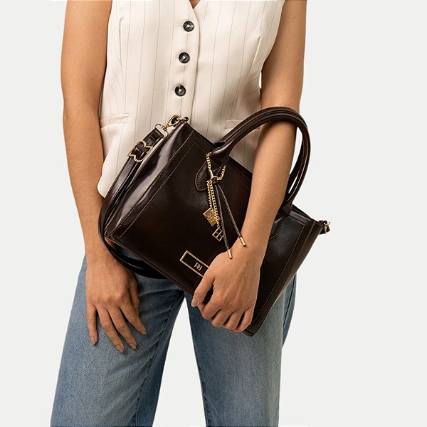 BOLSA RAFITTHY 2 TIPOS DE ALÇA SINTETICO CAFÉ FEMININO ADULTO