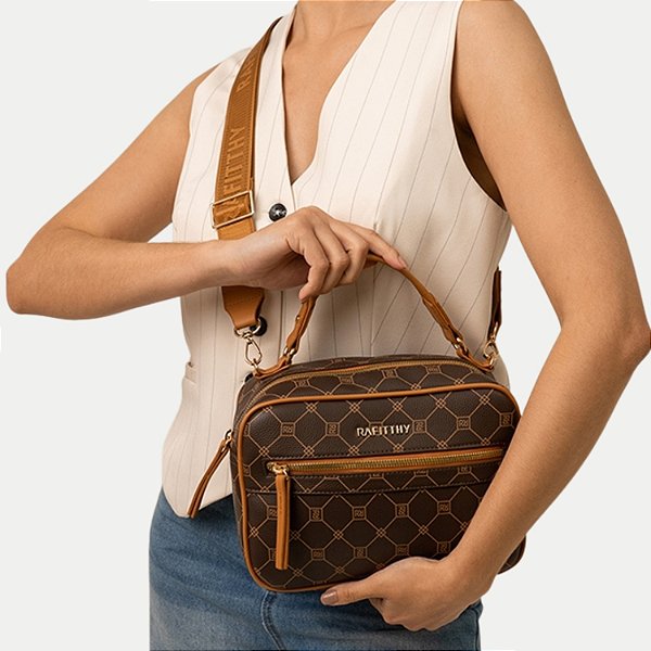 BOLSA RAFITTHY 2 TIPOS DE ALÇA SINTETICO MARROM ESCURO FEMININO ADULTO