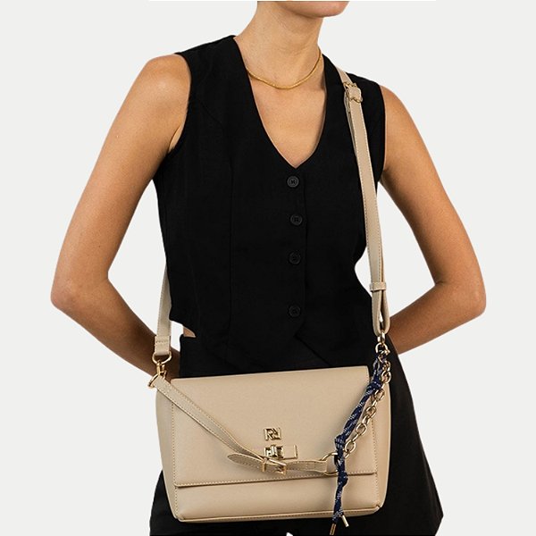 BOLSA RAFITTHY TRANSVERSAL SINTETICO BEGE FEMININO ADULTO