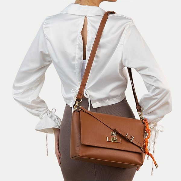 BOLSA RAFITTHY TRANSVERSAL SINTETICO MARROM CLARO FEMININO ADULTO