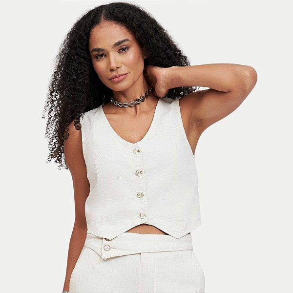 COLETE LEE REGATA LINHO COM ELASTANO OFFWHITE FEMININO ADULTO