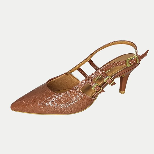 SAPATO VIZZANO SALTO MÉDIO CHANEL MARROM FEMININO ADULTO