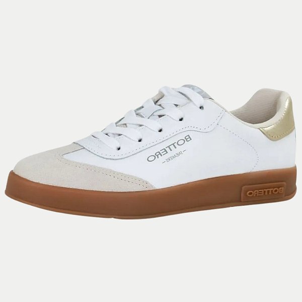 TÊNIS BOTTERO CASUAL COURO COM CADARÇO BRANCO FEMININO ADULTO