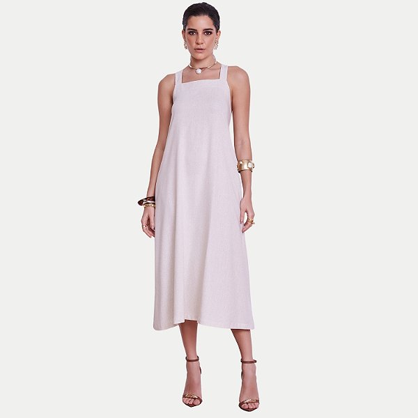 VESTIDO ILICITO REGATA LINHO MIDI OFFWHITE FEMININO ADULTO
