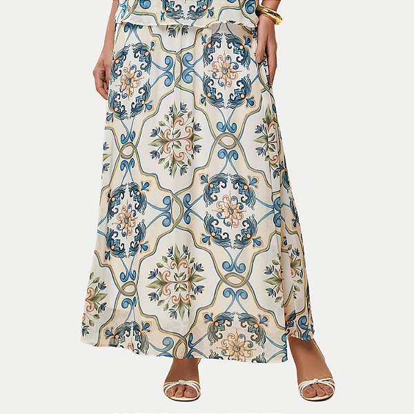 SAIA DOCE TRAMA POLIESTER LONGA ESTAMPADA FEMININA ADULTO