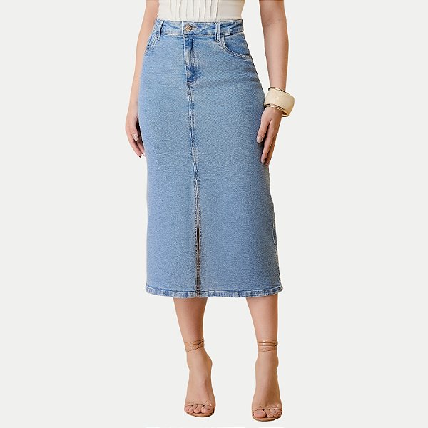 SAIA OGNUS JEANS COM ELASTANO MIDI FEMININA ADULTO