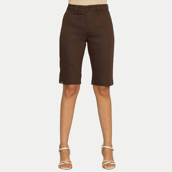 BERMUDA PITT BRIM COM ELASTANO MARROM BÁSICO FEMININO ADULTO