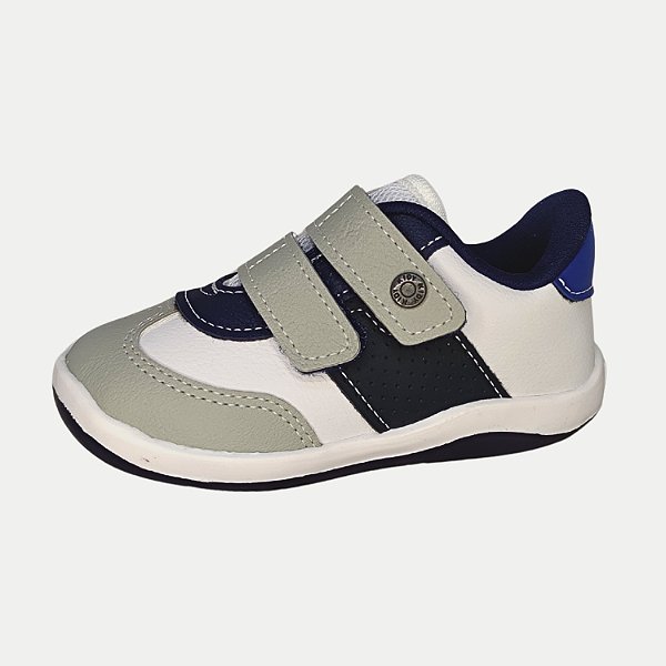 TÊNIS KIDY COLORS CASUAL COM VELCRO BRANCO COM AZUL MASCULINO INFANTIL