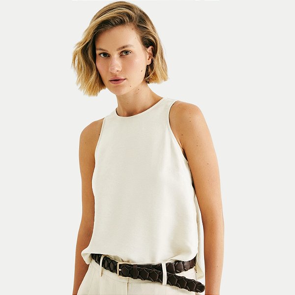 BLUSA HERING REGATA DE  VISCOSE E POLIESTER OFFWHITE  FEMININA ADULTO