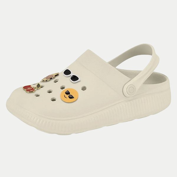 SANDALIA MOLECA CLOG COM APLIQUE OFFWHITE FEMININA ADULTO