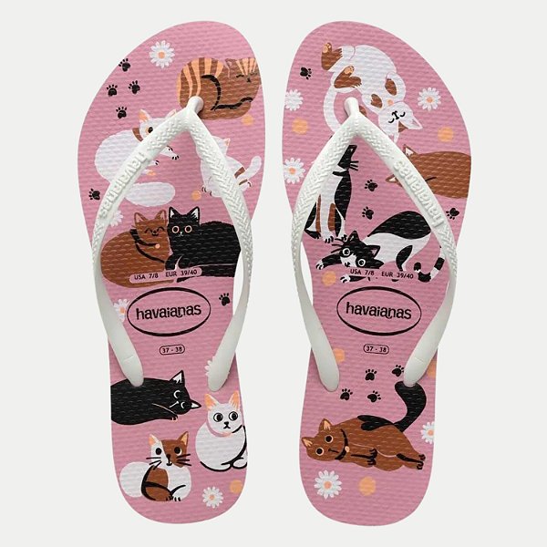 CHINELO HAVAIANAS SLIM PETS DE DEDO ROSA FEMININO ADULTO