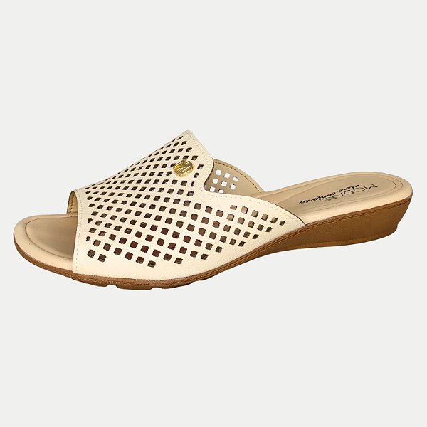 TAMANCO MODARE ANABELA BAIXO CREME SLIDE FEMININO ADULTO